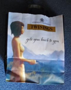 You should always visit the Twinings shop last so people don't wonder why you're walking around with a bag with a naked lady on it (on closer inspection she is wearing a very light coloured dress).